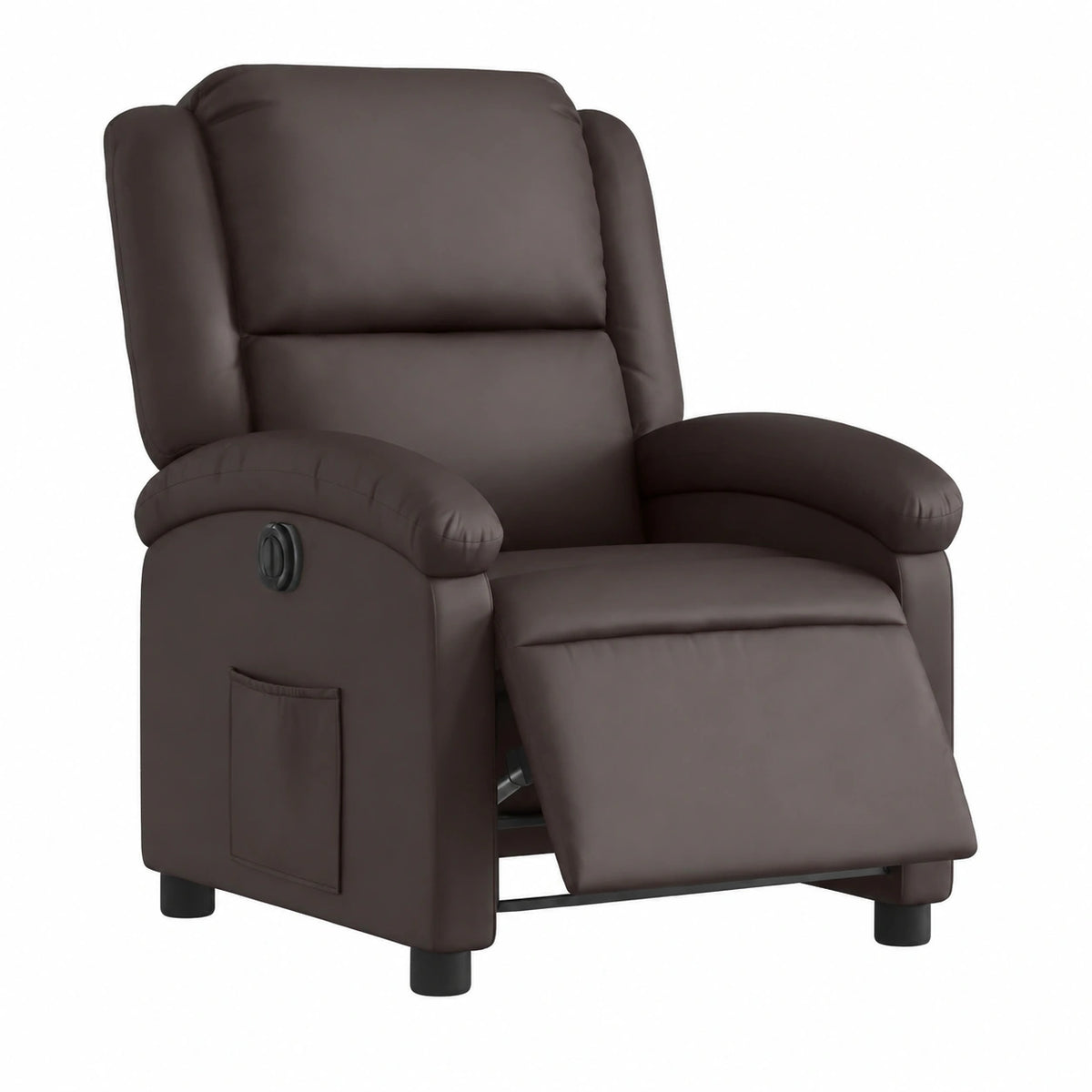 Fauteuil relax, en cuir, inclinable, réglable, coloris marron, pour le salon