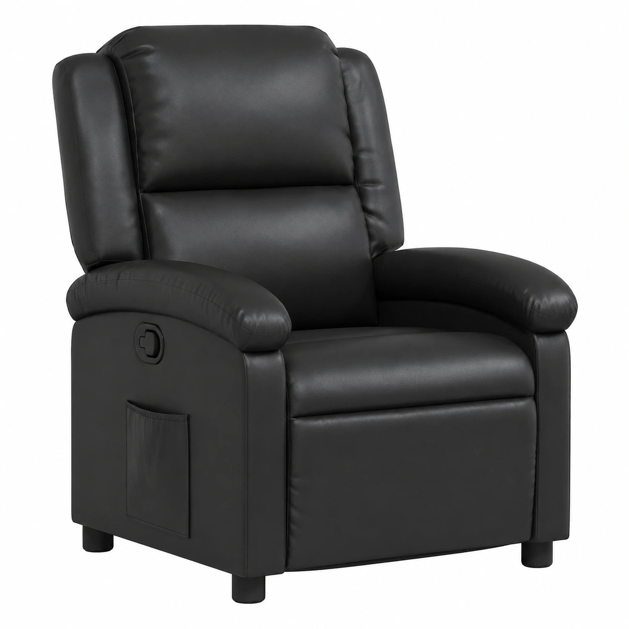Fauteuil relax, inclinable, en similicuir, coloris noir, pour le salon