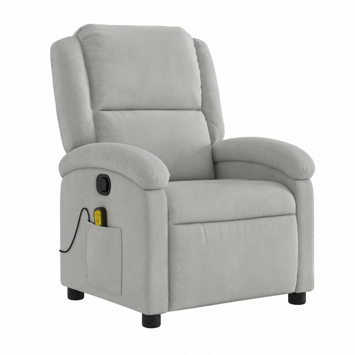 Fauteuil relax, inclinable, en velours, coloris gris, pour le salon