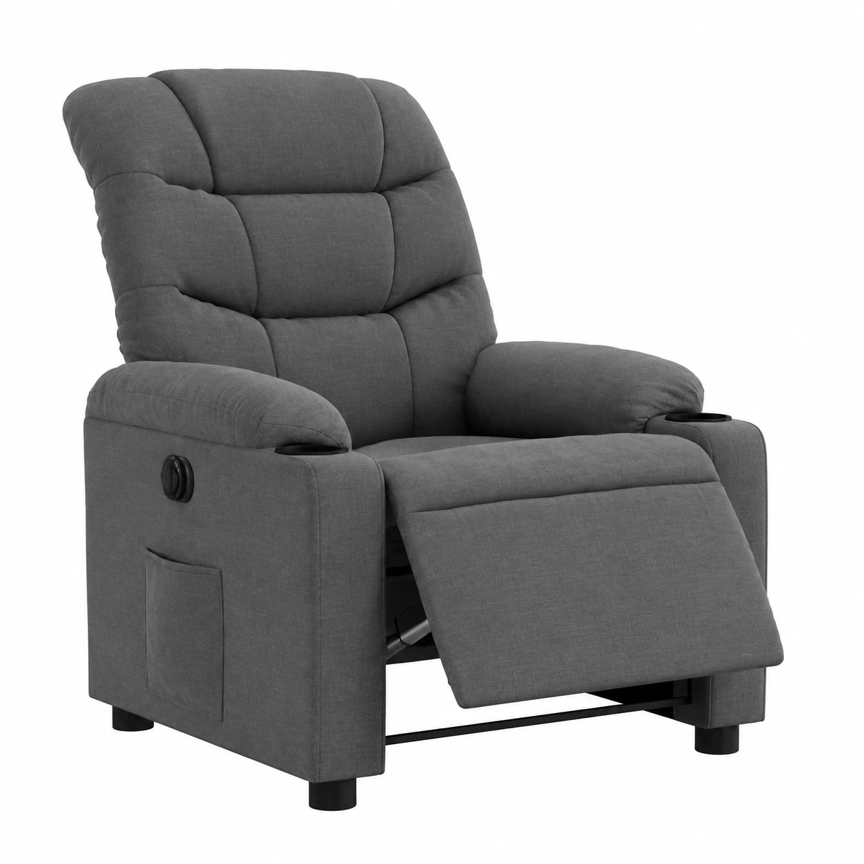 Fauteuil relax, en tissu, inclinable, coloris gris, pour le salon