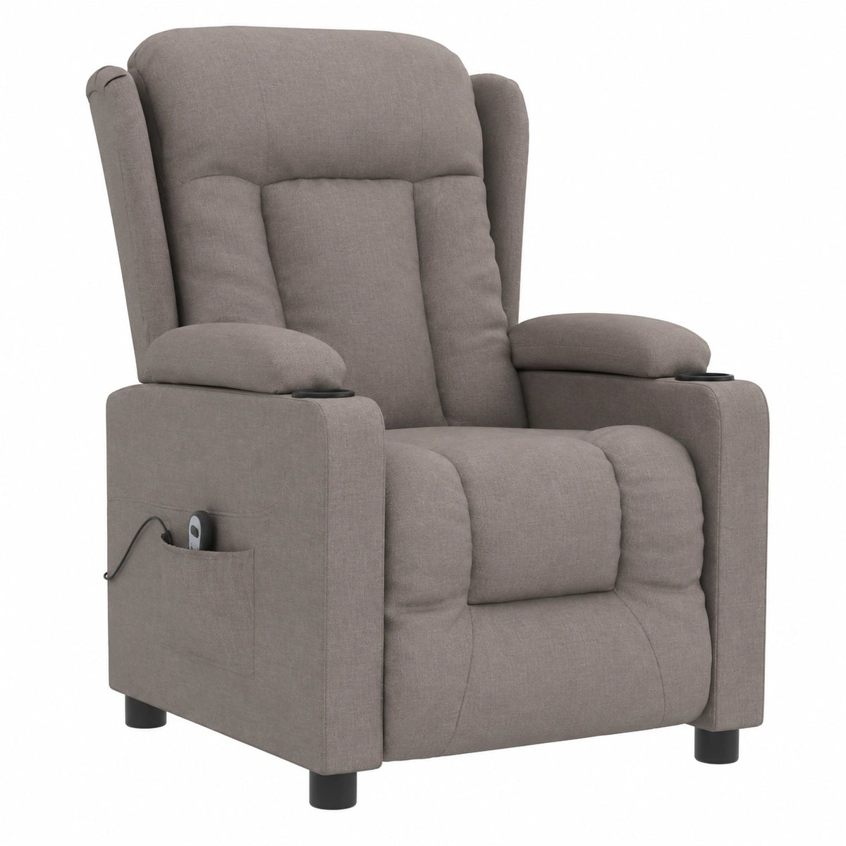 Fauteuil relax, en tissu, inclinable, coloris taupe, pour le salon