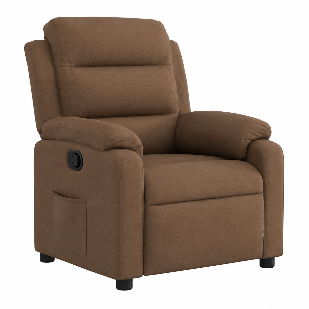 Fauteuil relax, inclinable, en tissu, coloris marron, pour le salon