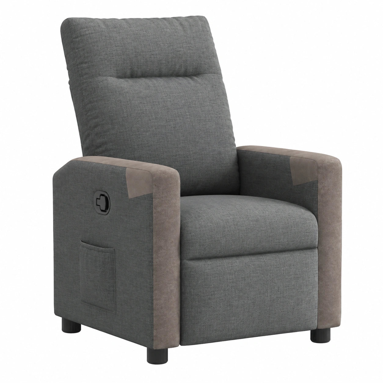 Fauteuil relax, en tissu, inclinable, coloris gris, pour le salon