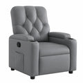 Fauteuil relax, inclinable, avec porte-gobelet, en similicuir, coloris gris, pour le salon