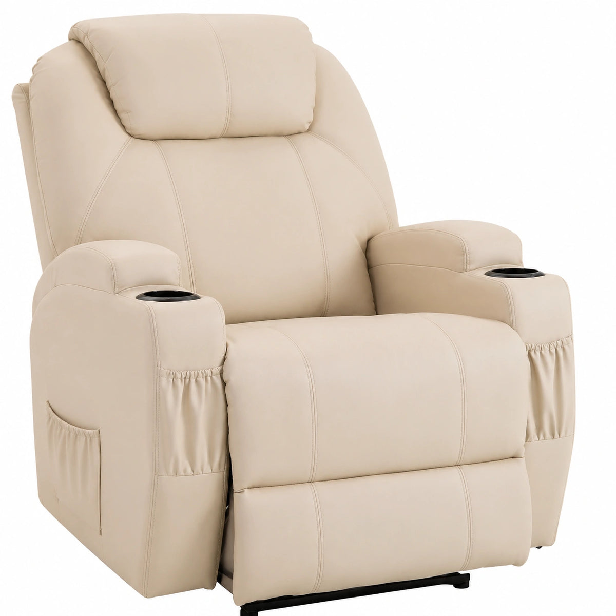 Fauteuil relax, inclinable, réglable, coloris crème, pour le salon