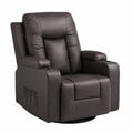 Fauteuil relax, inclinable, avec porte-gobelet, pivotant, coloris brun, pour le salon