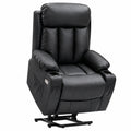 Fauteuil relax, inclinable, réglable, avec prise intégrée, en similicuir, coloris noir, pour le salon