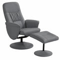 Fauteuil relax, inclinable, pivotant, en similicuir et cuir, coloris gris, pour le salon
