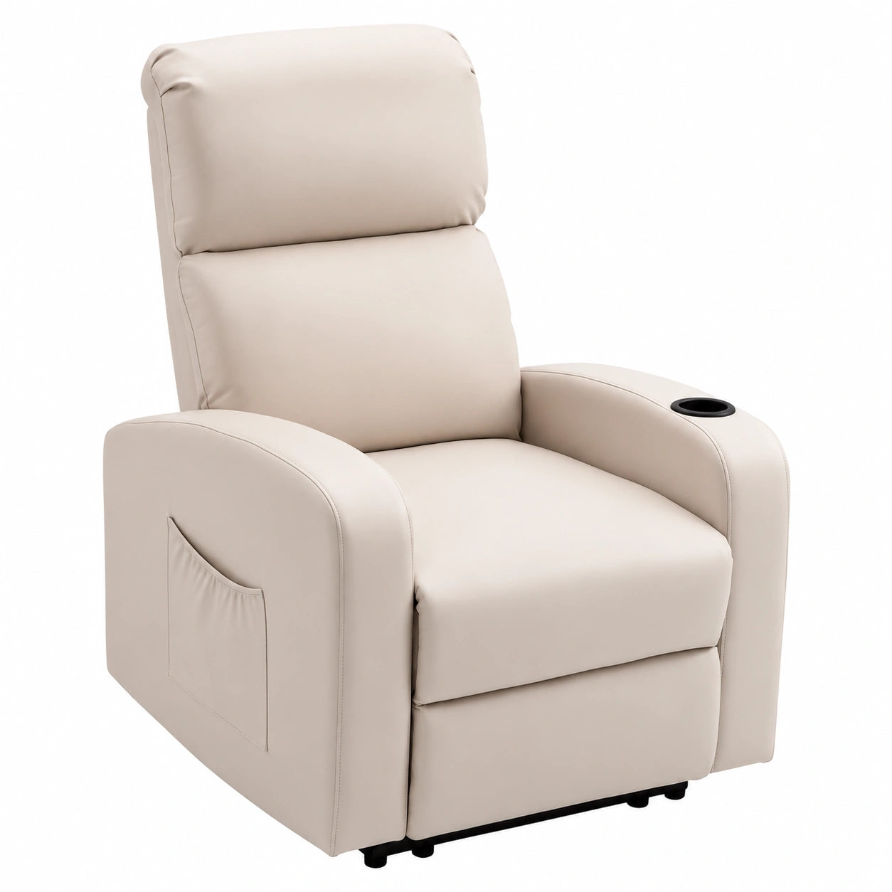 Fauteuil relax, avec télécommande, inclinable, en tissu, coloris beige, pour le salon