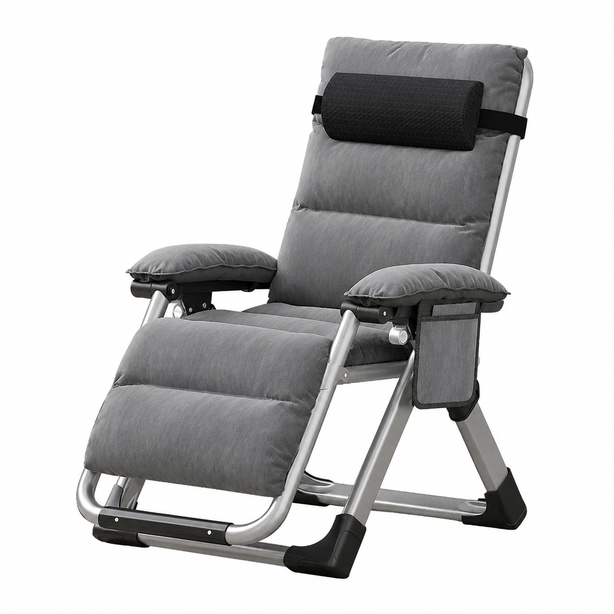 Salon de jardin, inclinable, avec coussin, coloris gris, pour la terrasse ou le jardin