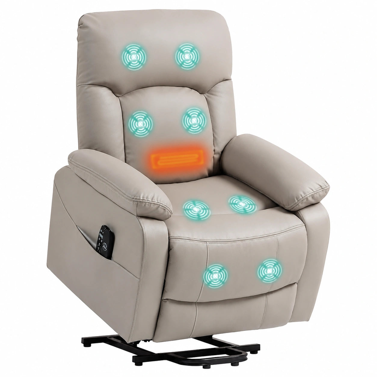 Fauteuil relax, avec télécommande, inclinable, avec coussin, coloris gris, pour le salon
