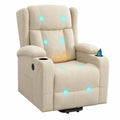 Fauteuil relax, en tissu, coloris beige, pour le salon